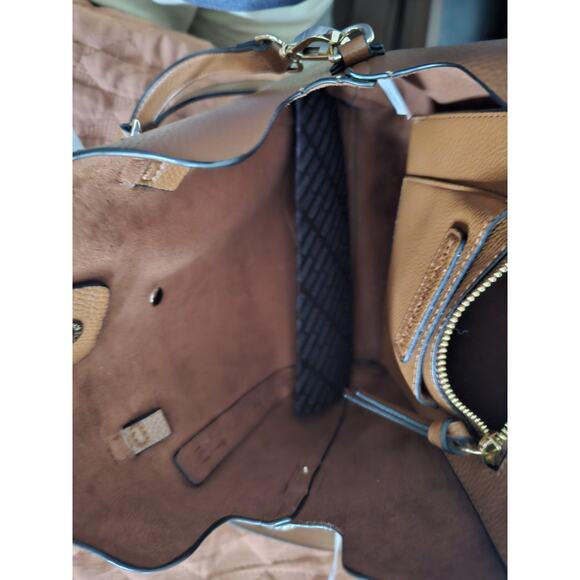 Steve Madden Brown Shoulder Bag with Scarf Accent Purse Handbag - Picture 9 of 10